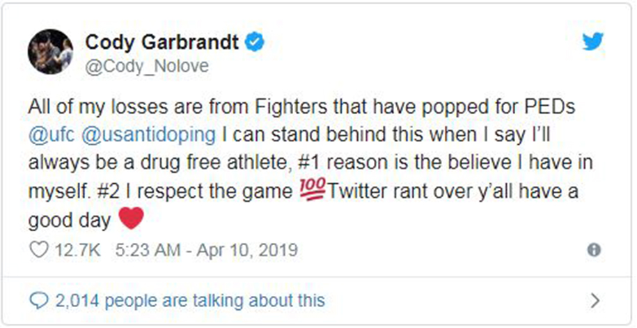 Cody Garbrandt phang TJ Dillashaw thẳng tay trên Twitter sau vụ chất cấm